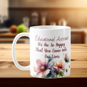 Mug Assistante pédagogique florale rose bleu Personnal
