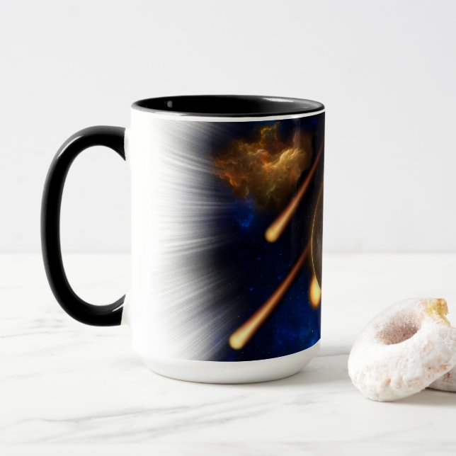 Mug Astéroïde Apocalypse Fractage Art Spacescape (Avec donut)