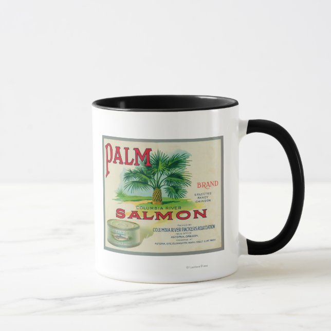 Mug Astoria, Oregon - Palm Saumon Étiquette Coque (Droite)