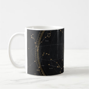 Mug Astrological star map black gold zodiac stars