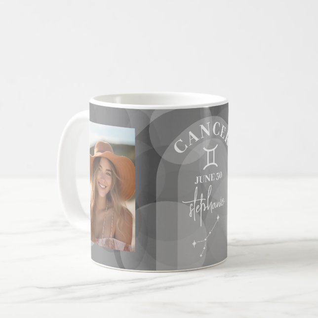 Mug Astrologie Cancer Zodiac Signet photo Anniversaire (Devant gauche)