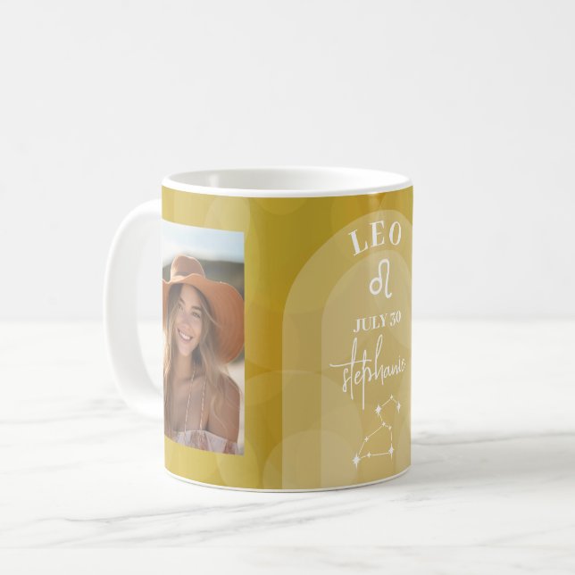 Mug Astrologie Leo Zodiac Signal Photo Personnalisé An (Devant gauche)