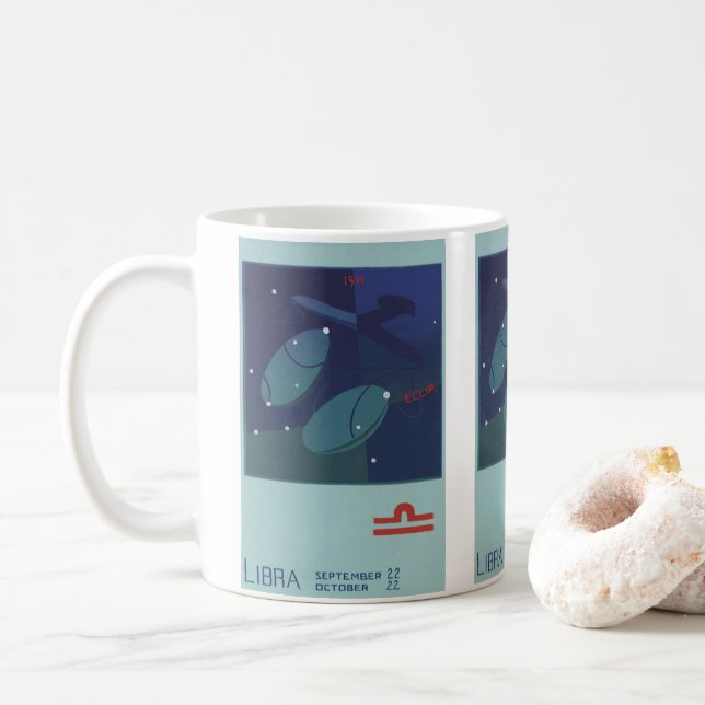 Mug Astrologie Vintage Zodiaque Balance Constellation (Avec donut)