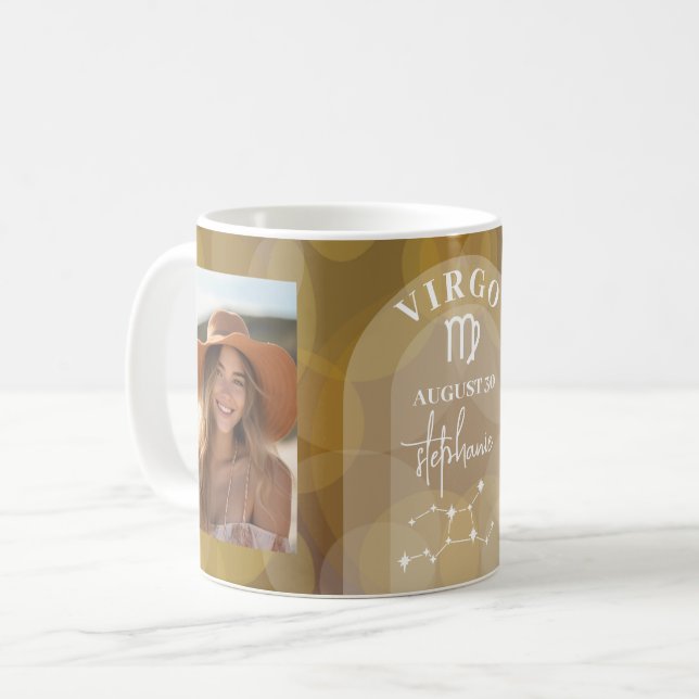 Mug Astrologie Virgo Zodiac Signet photo Date de naiss (Devant gauche)