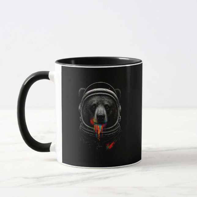 Mug Astronaut Bear with Neon Paint Drips Cosmic Animal (Gauche)