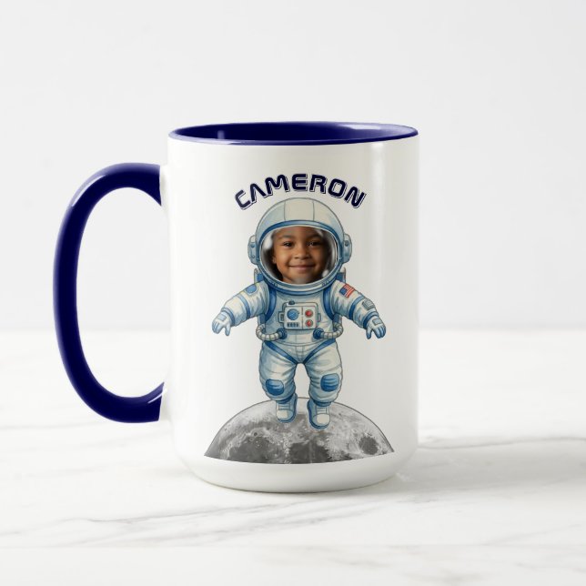 Mug Astronaut Photo Outer Space Moon Kids (Gauche)