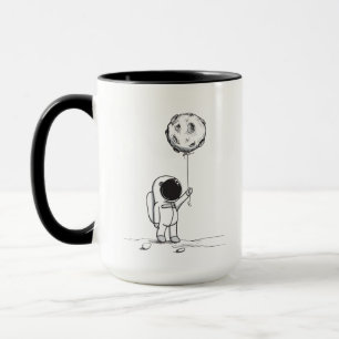 Mug Astronaute dans l'espace avec ballon de lune cosmo
