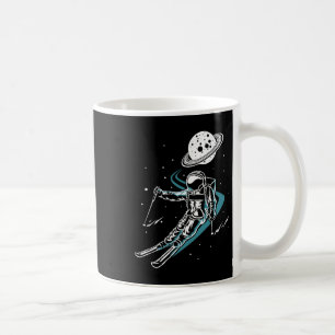 Mug Astronaute dans l'espace avec un ski drôle de ski