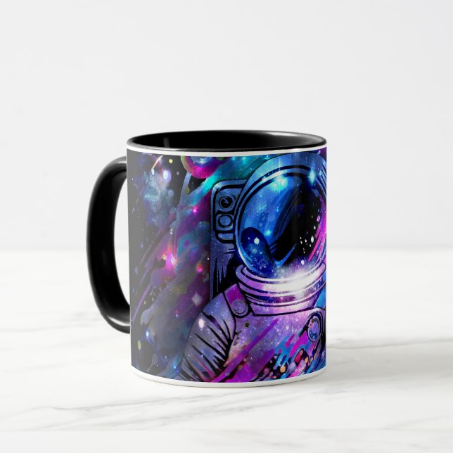 Mug Astronaute de l'espace étoilé éclaboussé de couleu (Devant gauche)