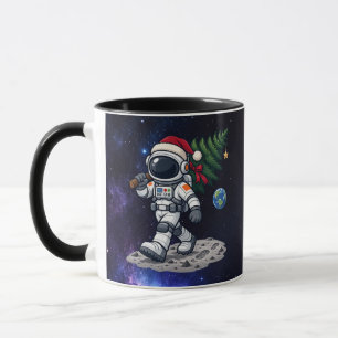 Mug Astronaute de Noël portant un arbre lunaire