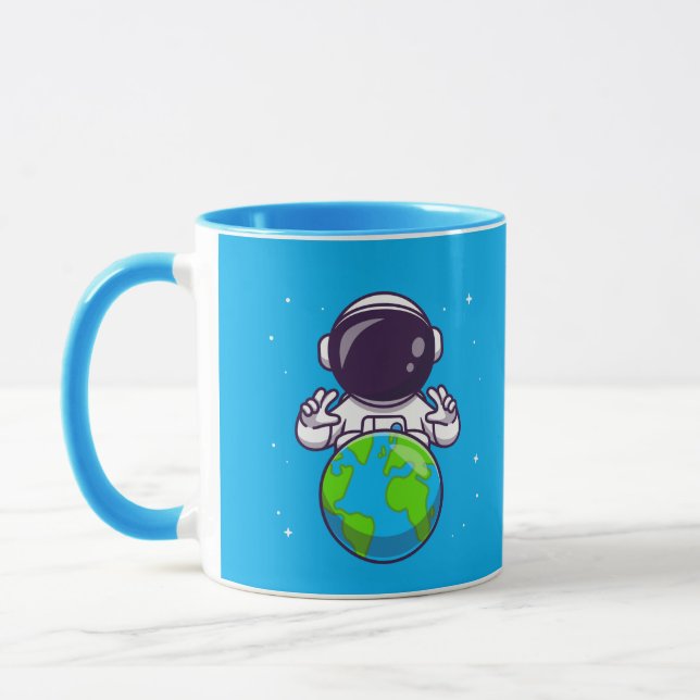 Mug Astronaute Pacifique Tenant la Terre (Gauche)