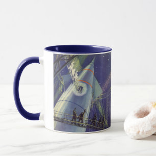 Mug Astronautes vintages en science-fiction à bord d'u