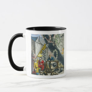 Mug Astronomes regardant par un télescope, détail