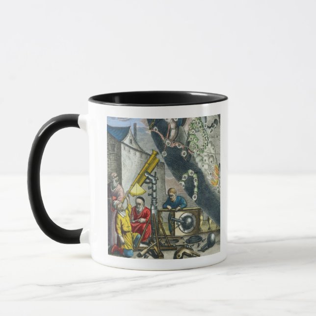 Mug Astronomes regardant par un télescope, détail (Gauche)