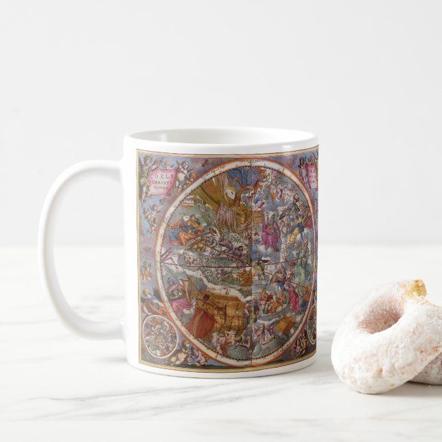 Mug Astronomie Ancienne, Carte des Constellations Chré (Avec donut)