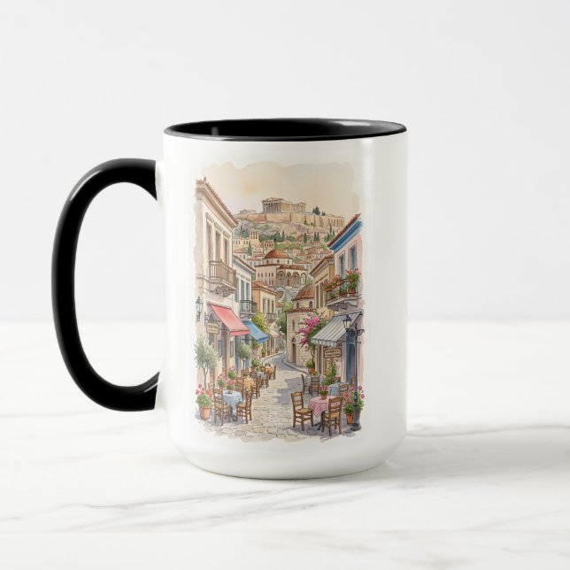 Mug Athènes charmant Grèce Rue Aquarelle (Gauche)