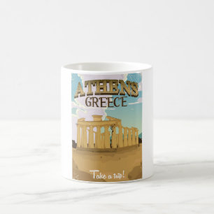 Mug Athènes Grèce acropole affiche de voyage vintage