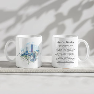 Mug Atlanta, Géorgie Aquarelle Faits amusants Nouveau