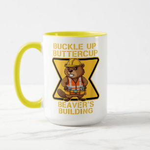Mug Attachez votre ceinture Papillon Castor Mème de sé
