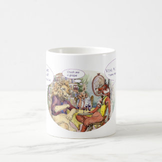 Mug Attaquez avec trois amis et une bouteille de vin