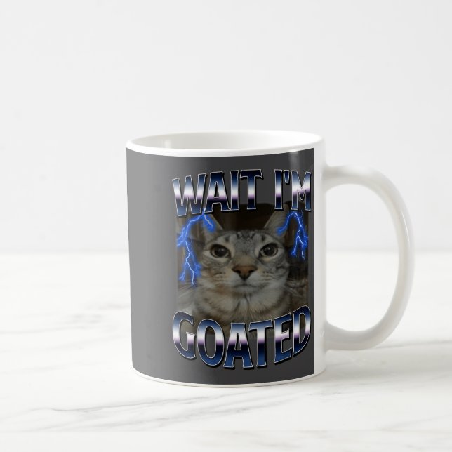 Mug Attendez, je suis un chat divin Mème de chat drôle (Droite)