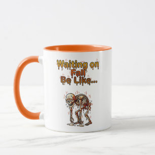 Mug Attendre l'automne comme – Squelette drôle qui fon