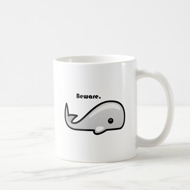 Mug Attention au dessin animé de la baleine blanche (Droite)