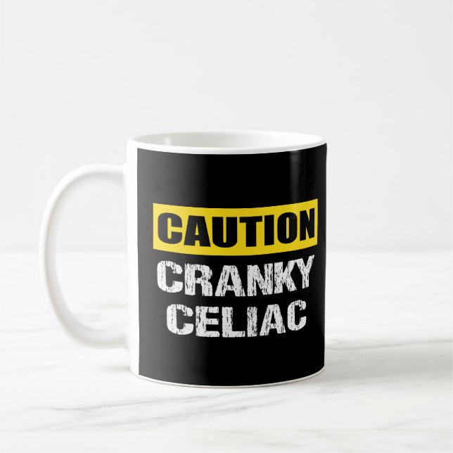 Mug Attention Cranky Celiac Funny Signal d'avertisseme (Gauche)