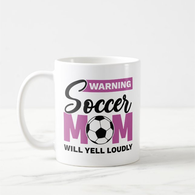 Mug Attention Maman De Football Va hurler Fort (Gauche)