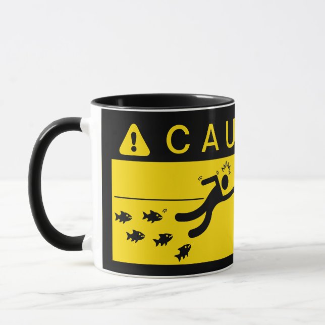Mug Attention : Piranhas dans l'eau (Gauche)