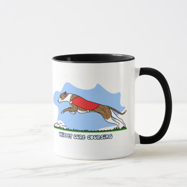 Mug Attrait de bande dessinée chassant le whippet (Droite)