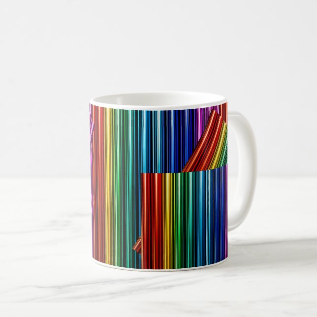 Mug au design stylisé couleurs arc en ciel. (Devant droit)