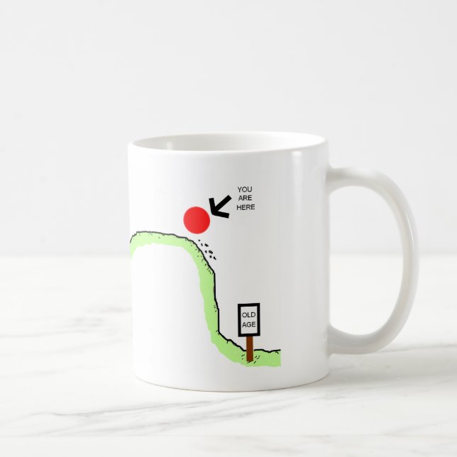 Mug Au-dessus de la colline - humour d'anniversaire (Droite)