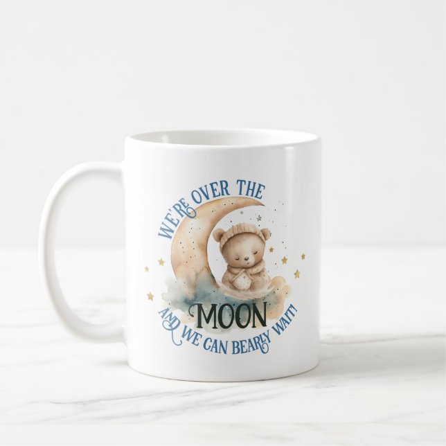 Mug Au-Dessus De La Lune Teddy Bear Bébé Garçon Douche (Gauche)