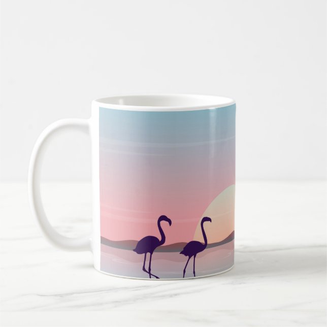 Mug Au lever du soleil décor flamingo silhouette flami (Gauche)
