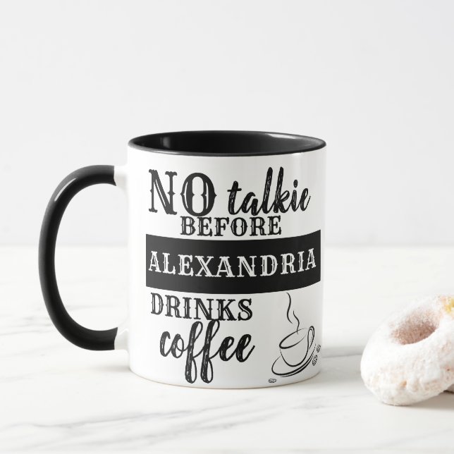 Mug AUCUN DISQUE AVANT D'Ajouter Votre Nom BOIT café (Avec donut)