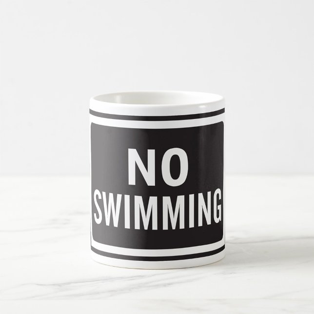 Mug Aucun signe de natation Gras Noir et Blanc Avertis (Créateur téléchargé)