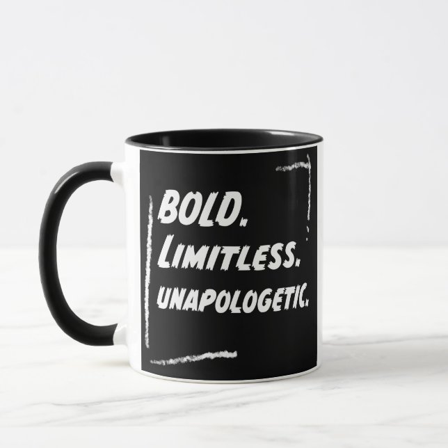 Mug Audacieux & Illimité  Noir & Blanc sans excuses (Gauche)