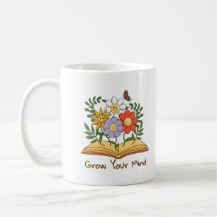 Mug Augmentez votre esprit Livre Floral Vintage Lectur