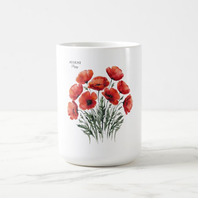 Mug August Poppy Bloom - Cadeau d'anniversaire personn (Centre)