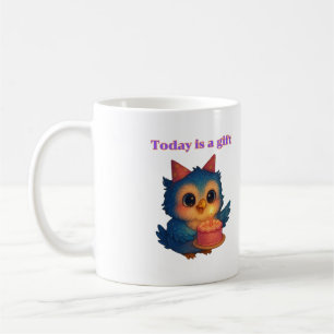 Mug Aujourd'hui est un cadeau - Illustration de hibou