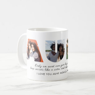 Mug AUNT Photo Collage Love You Auntie Modern Script