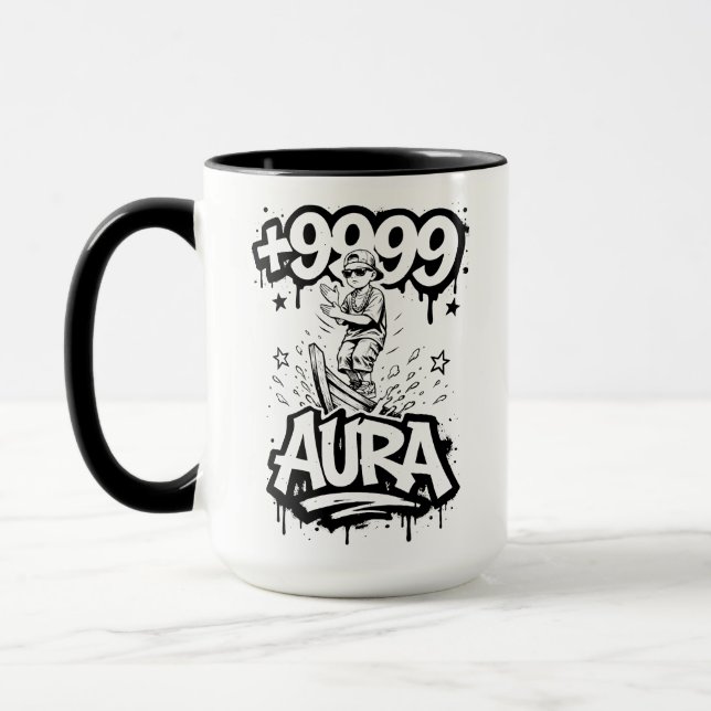 Mug Aura Farming Plus 9999 Bateau Enfant Mème (Gauche)