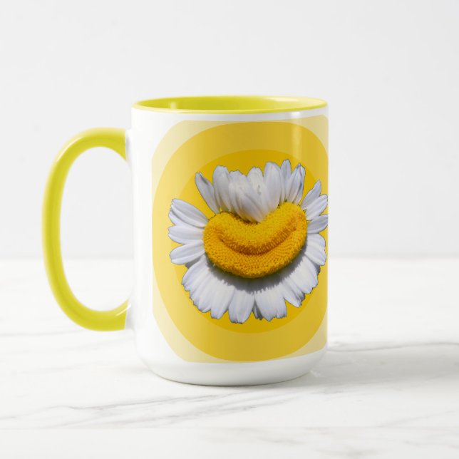 Mug Aura Jaune Doré Chamomille Sourires Ambiance 70s (Gauche)