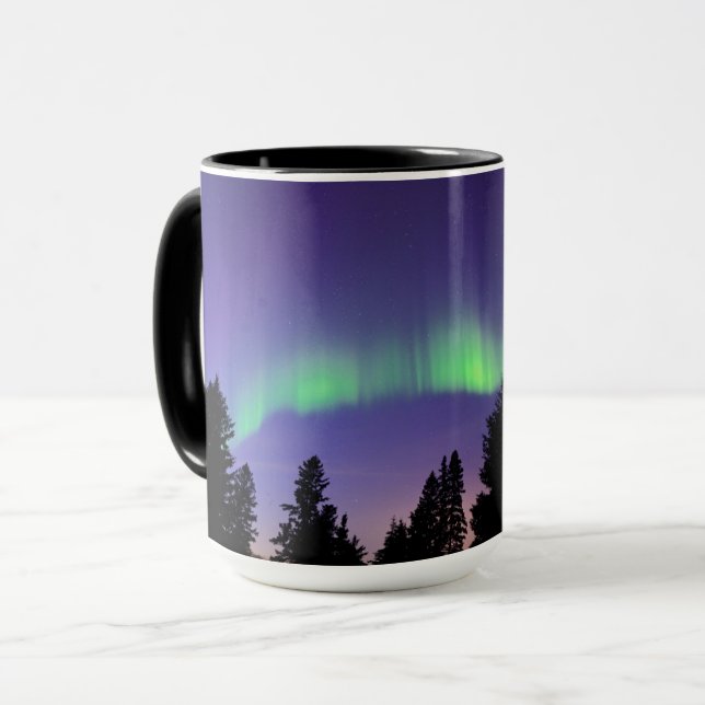 Mug Aurore boréale & Arbres | Manitoba, Canada (Devant gauche)