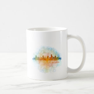 Mug Austin Texas skyline watercolor v4