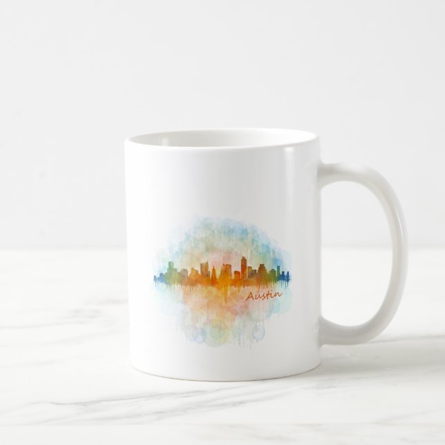 Mug Austin Texas skyline watercolor v4 (Droite)
