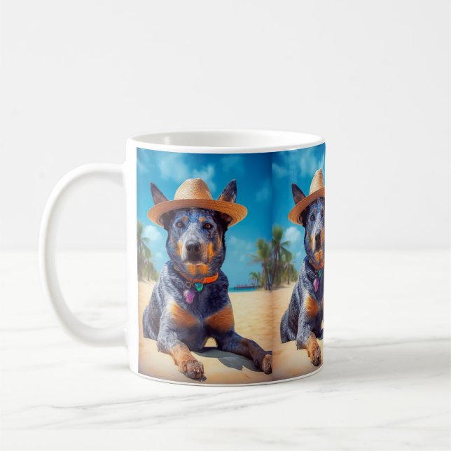 Mug Australian Cattle on Beach, cadeau d'été des amour (Gauche)
