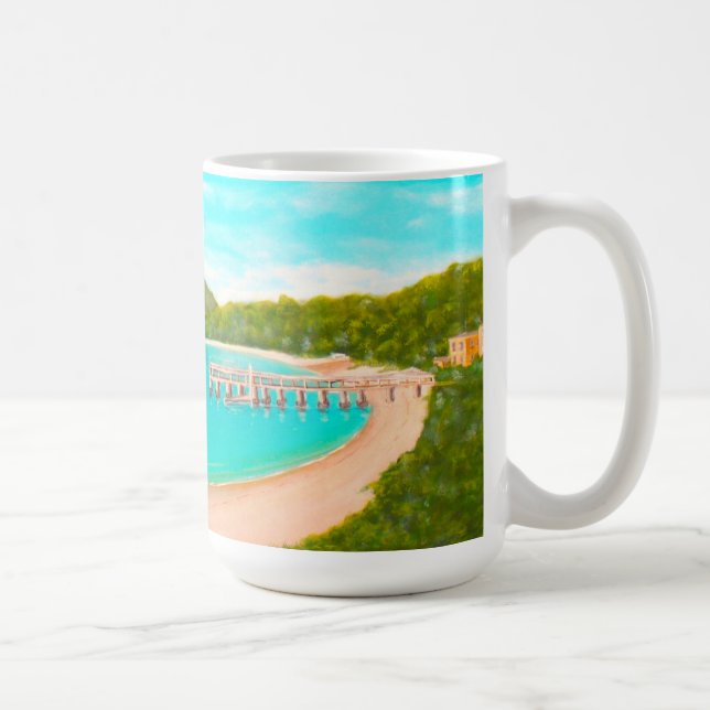 Mug Australian Painting Blue Water Beach Pier (Droite)