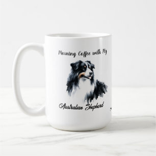 Mug Australian Shepherd Black Watercolor personnalisen